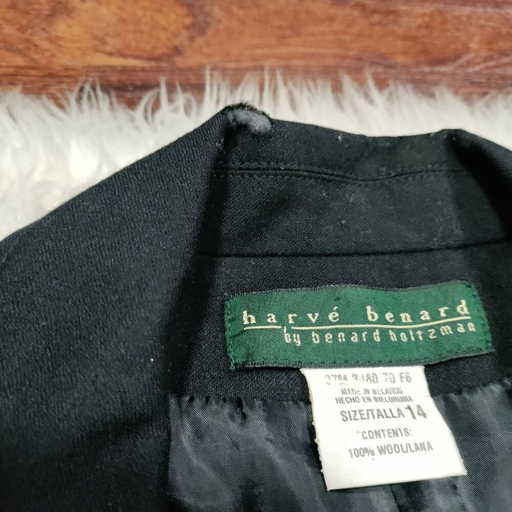 Harvé Benard Womens Black Wool Blazer Size 14 Single Button Classic Fit Made In - Picture 7 of 15